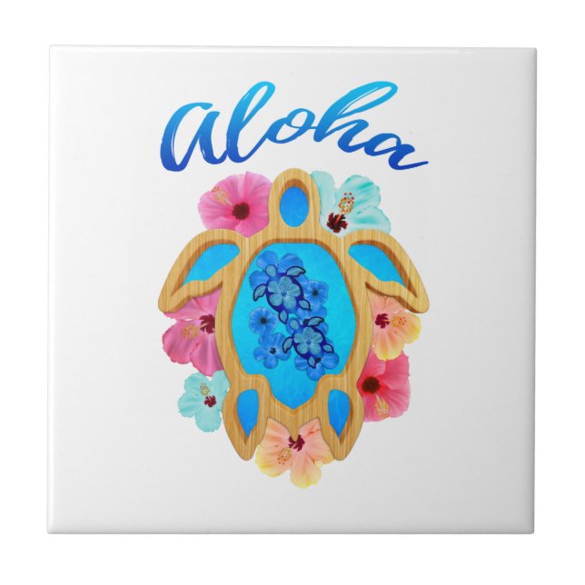 Aloha tropisk Honu havssköldpadda Kakelplatta (Framsidan)