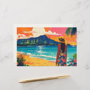 Aloha tropisk konst diamond head waikiki tom blank brevpapper