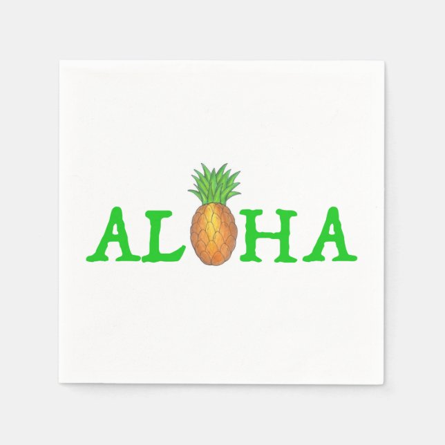 ALOHA Tropisk ö Hawaiiansk ananas Luau Pappersservett (Framsidan)