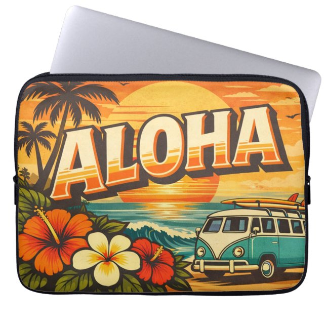Aloha Tropisk Ö Sunset Konstverk Laptop Fodral (Framsidan)