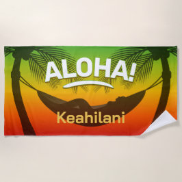 ALOHA Tropisk palm och solnedgång