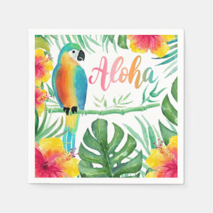 Aloha Tropisk Papegoja Hibiskus Palm Pappersservett