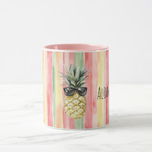 Aloha Tropisk Rosa Mint Grön Gul Ananas Mugg