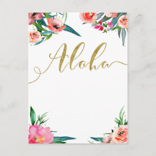 Aloha Tropisk Sommar Blommig Modern Spara Datum Meddelande Vykort