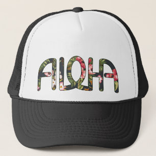 Aloha tropisk svart truckerkeps