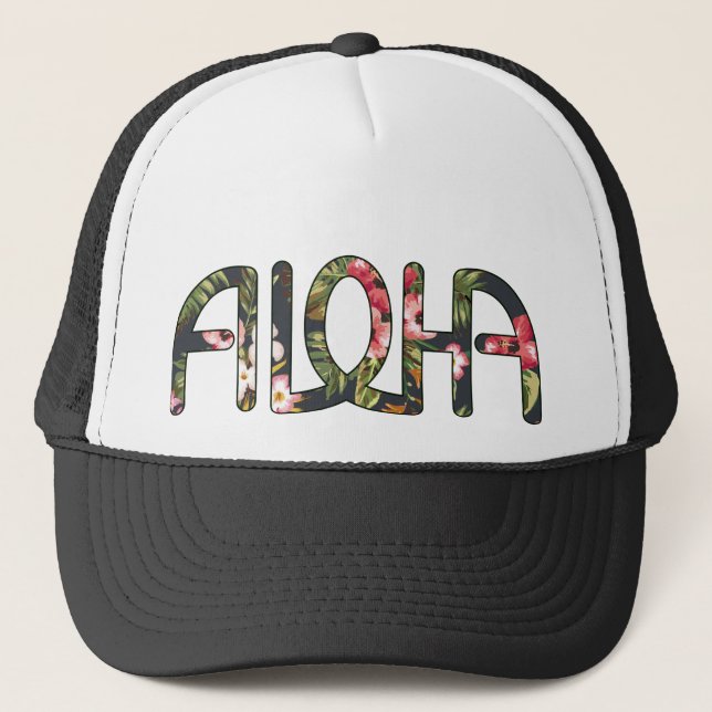 Aloha tropisk svart truckerkeps (Framsida)