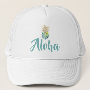 Aloha tropisk vattenfärgananastruckerkeps keps