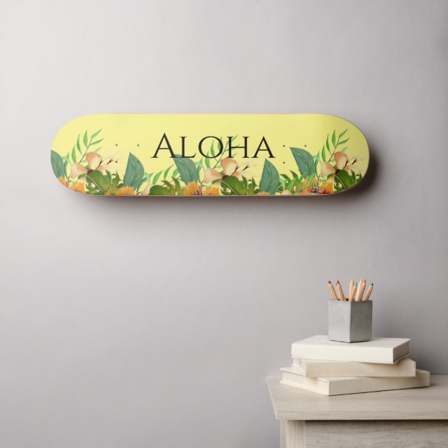 Aloha Tropiska Blommor  Mini Skateboard Bräda 18,5 Cm (Väggkonst (Horz))