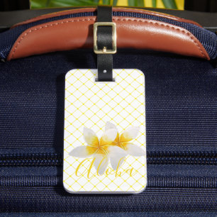 Aloha   Tropiska blommor och Gult i Elegant Trelli Bagagebricka