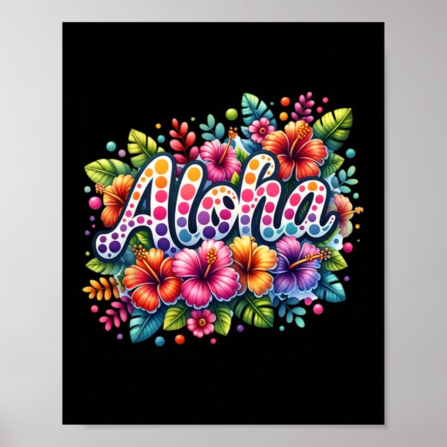 Aloha Tropiska Blommor Sommarlov Hawaii Strand Poster (Framsidan)