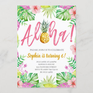 Aloha! Tropiska Födelsedagsfesten för ananas flick Inbjudningar