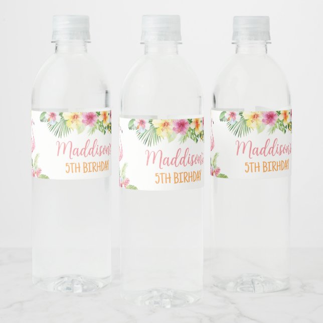 Aloha! Tropiska Födelsedagsfesten för ananas flick Vattenflaskor Etikett (Flaskor)