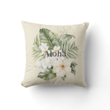 Aloha Tropiska Gröna blad Vita Hibiskus Orkidéer