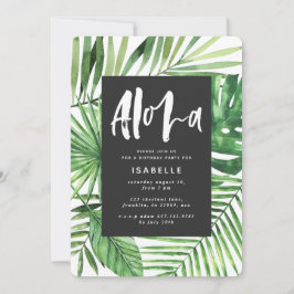 Aloha tropiska handflatan löv & manusbjudande spara datumet