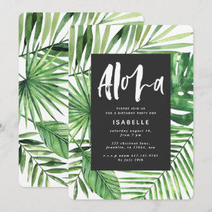 Aloha tropiska handflatan löv & manusbjudande spara datumet