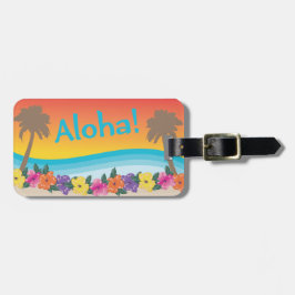 Aloha! Tropiska hawaiiska solnedgången Bagagebricka