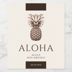Aloha tropiska party med ananas av vintage vinflaska etikett