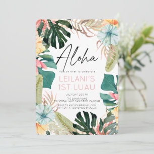 Aloha Tropiskt Blommigt & Botaniskt 1-årsfirande Inbjudningar