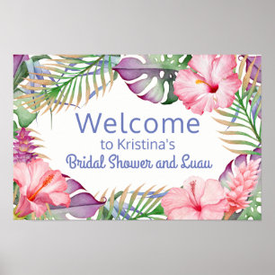 Aloha Tropiskt Blommigt Luau Välkomstskylt Poster