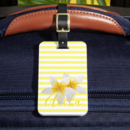 Aloha | Tropiskt Elegant Flower & Gult Rand Bagagebricka
