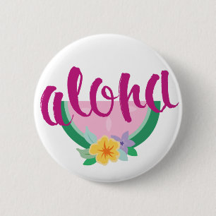 "Aloha" Tropiskt med Rosa och Grönt av vattenmelo Knapp