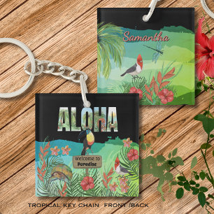 Aloha Tropiskt Paradis Akryl Nyckelring