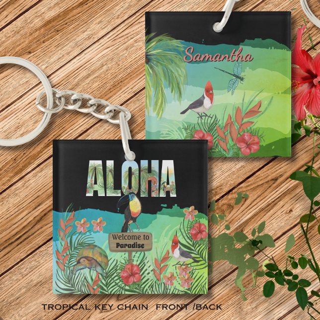 Aloha Tropiskt Paradis Akryl Nyckelring (Aloha Tropical Paradise Acrylic Keychain)