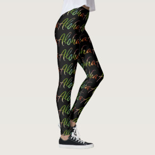 Aloha - tropiskt räcka bokstäver - hawaiansk nat leggings