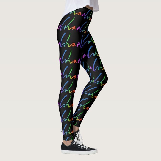 Aloha - tropiskt räcka bokstäverelegantsvarten leggings (Höger)