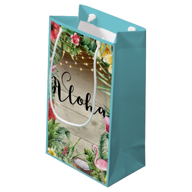 Aloha Tropiskt Trä Blommiga blad & Ljus Luau (Baksidan Vinklad)