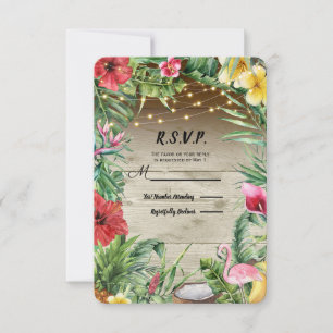 Aloha Tropiskt Trä Blommiga Blad Ljussvar RSVP OSA Kort
