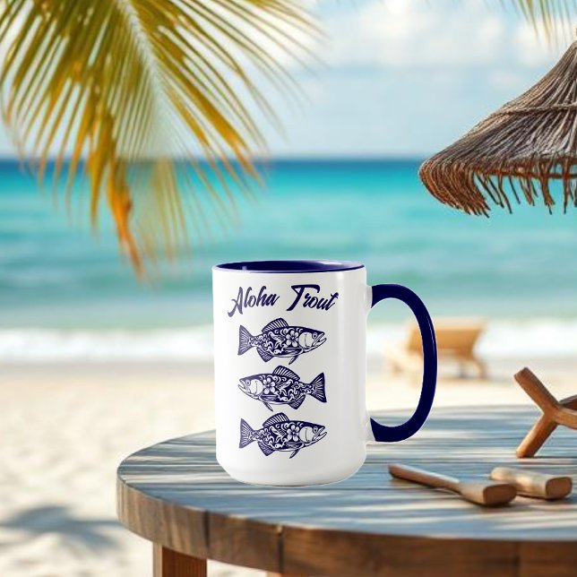 Aloha Trout-Blue Hawaiian Mugg (Aloha Trout Fisherman Trend Hawaiian Fish Beach Summer Mug Blue)