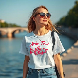 Aloha Trout-Hawaiian-Fisherman Core- Cherry Red T Shirt