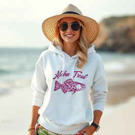 Aloha Trout Hawaiian Fisherman Core Vin Färg T Shirt