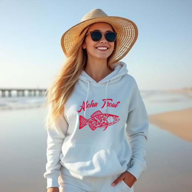 Aloha Trout-Hawaiian-Fiskare Core-Cherryröd T Shirt (Aloha Trout-Hawaiian-Fisherman Core-Tropical-Summer Hoodie-Beach- Cherry Red)