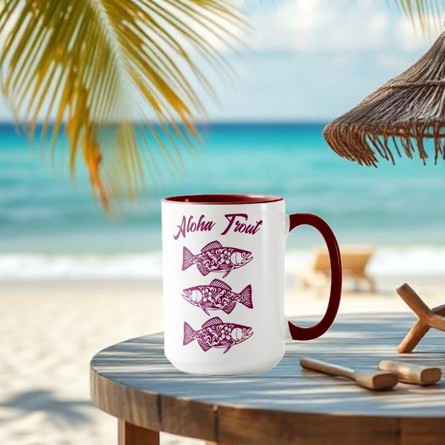 Aloha Trout-Hawaiian Vin Mugg (Aloha Trout Fisherman Trend Hawaiian Fish Beach Summer Mug Red)