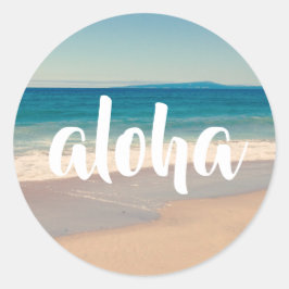 Aloha Turkos Aqua Strand Foto Runt Klistermärke