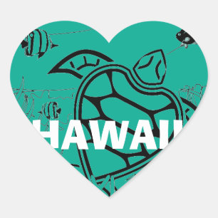 Aloha Turtle Hjärtformat Klistermärke