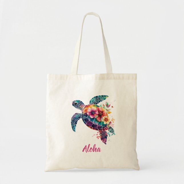 Aloha Turtle Tote Tygkasse (Framsidan)