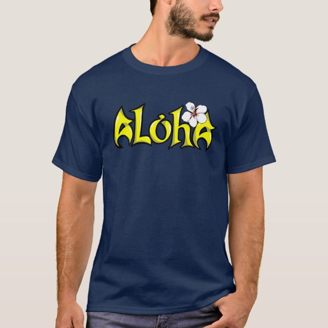 ALOHA: Utskriftsdesign T Shirt (Framsida)