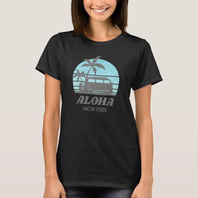 Aloha Vacay Mode Hawaii Hawaiian Retro Handflatan  T Shirt (Framsida)