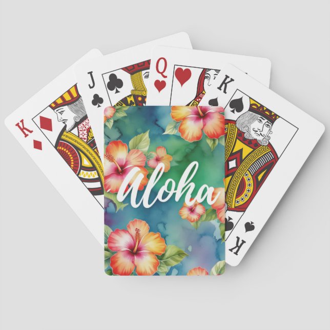 Aloha vacker hibiskusblommönster Hawaii Casinokort (Baksidan)