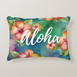 Aloha vacker hibiskusblommönster Hawaii Prydnadskudde