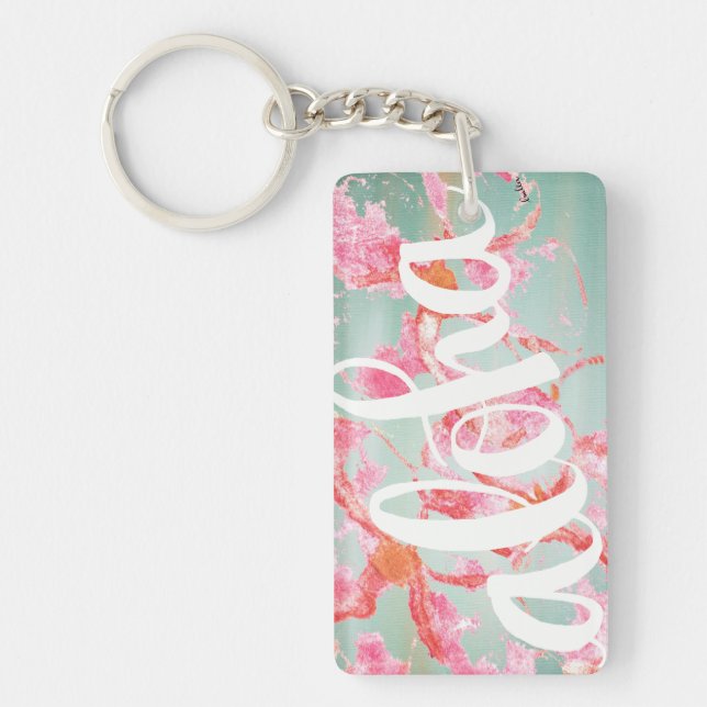 Aloha vattenfärgPlumeria Keychain (Framsidan)