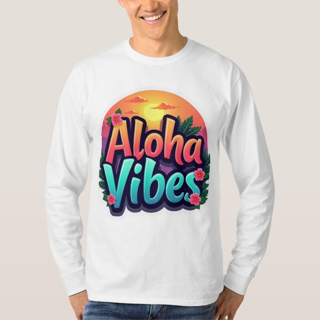 Aloha Vibes Unisex Långärmad T Shirt (Framsida)