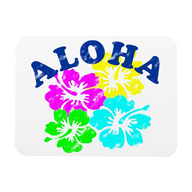 Aloha Vintage Magnet | Färgstarka hawaiiska blommo (Horisontell)