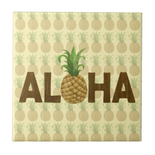 Aloha Vintage Pineapple Hawaiian Hawaii Kakelplatta