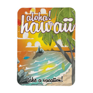Aloha! Vintage resor poster tecknad Magnet
