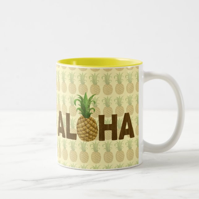 Aloha vintageananashawaiibo Hawaii Två-Tonad Mugg (Höger)