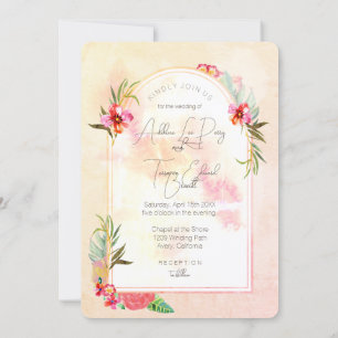 Aloha Watercolor Blommigt Inbjudningar